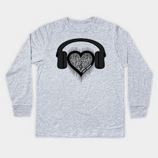 Love Music rhythm heart beat Kids Long Sleeve T-Shirt